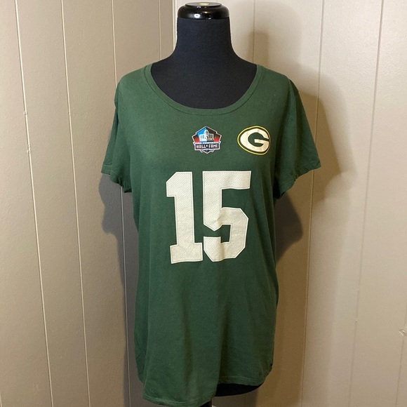 Majestic Tops - C Green Bay Packers Short Sleeve T Shirt Embossed Glitter Hall Of Fame Football